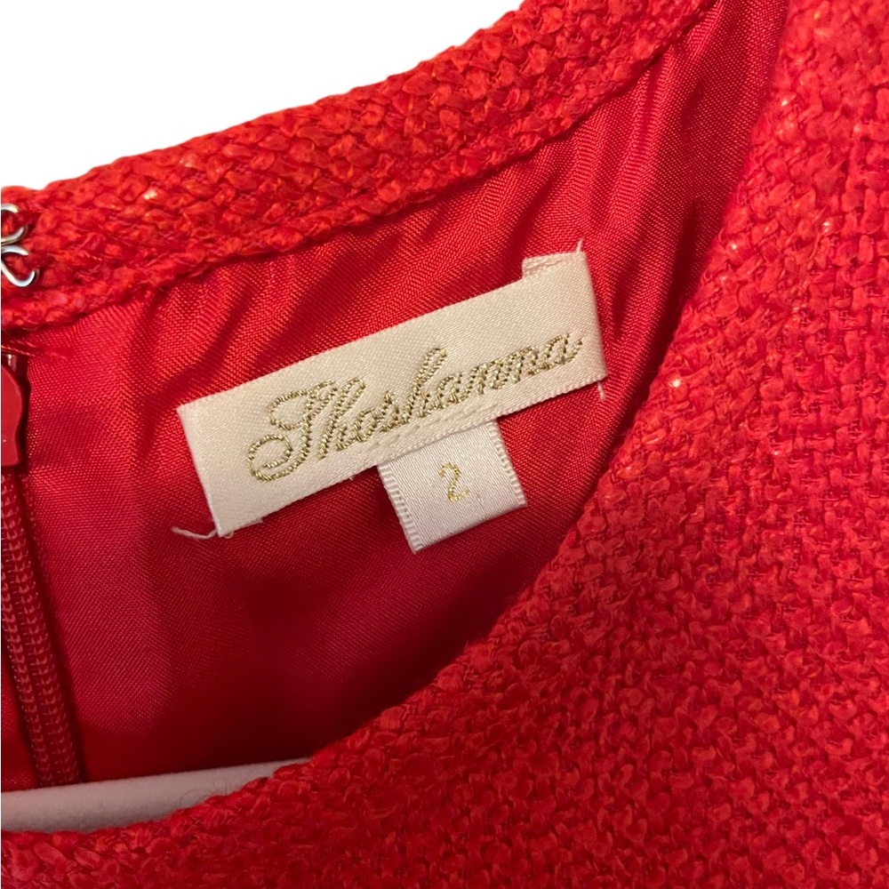 SHOSHANNA | $275 Fit & Flare Shimmering Mini Dress in Red Tweed, Size 2 - Picture 6 of 10